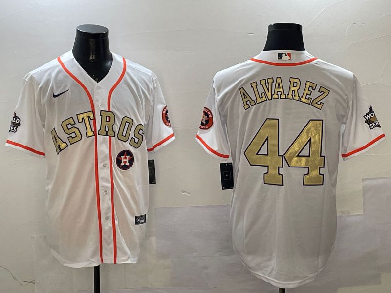 Men Houston Astros #44 Alvarez White Gold Game 2025 Nike MLB Jersey style 6